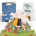 I Love Mew Cats Valentine Pop-Up Card and Sentiment Set for Wife