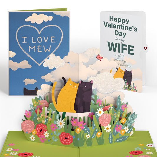 I Love Mew Cats Valentine Pop-Up Card and Sentiment Set for Wife