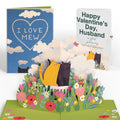 I Love Mew Cats Valentine Pop-Up Card and Sentiment Set for Husband