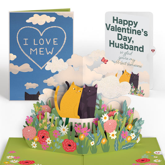 I Love Mew Cats Valentine Pop-Up Card and Sentiment Set for Husband