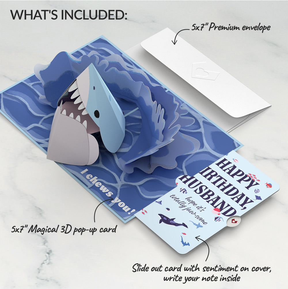 I Chews You Shark Birthday Pop-Up Card and Sentiment Set for Husband