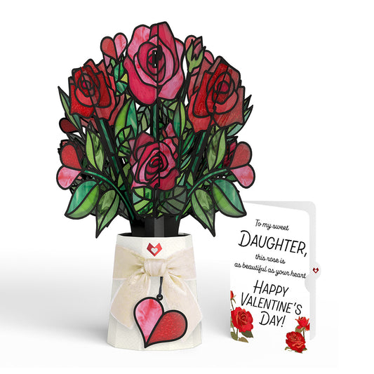 Radiant Rose Valentine Suncatcher Bouquet and Sentiment Set for Daughter