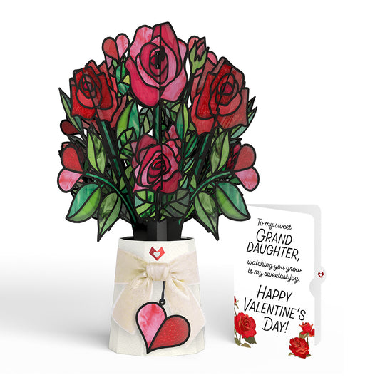 Radiant Rose Valentine Suncatcher Bouquet and Sentiment Set for Granddaughter