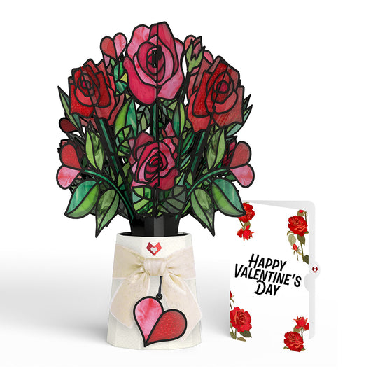 Radiant Rose Valentine Suncatcher Bouquet and Sentiment Set