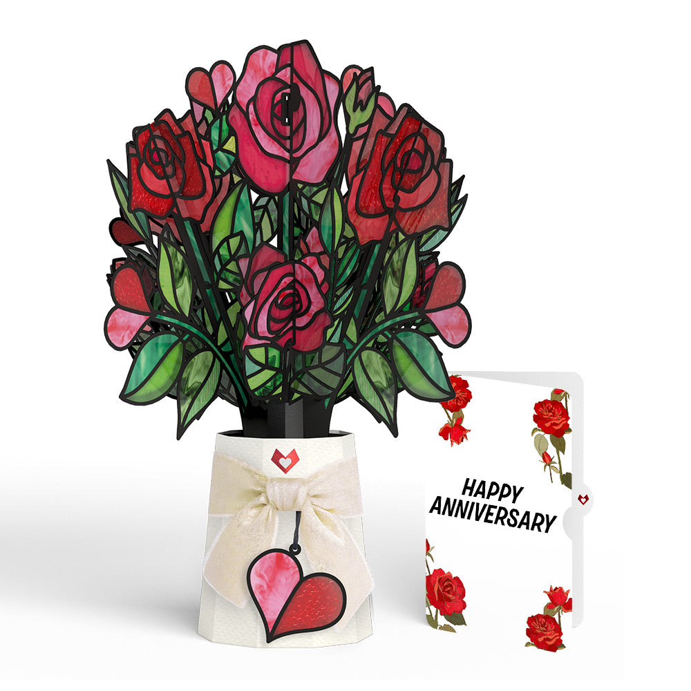Radiant Rose Anniversary Suncatcher Bouquet and Sentiment Set