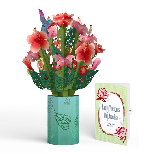 Hibiscus Valentine Bouquet and Sentiment Set for Grandmother