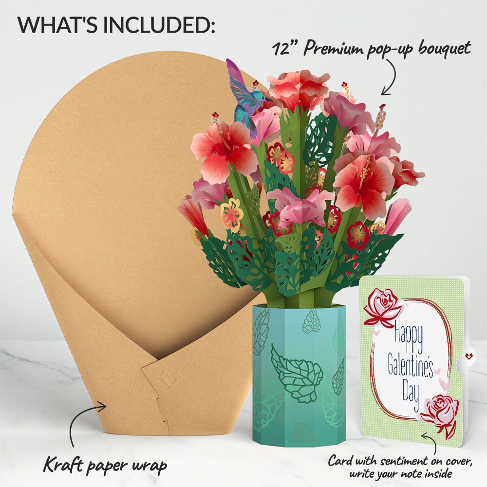 Hibiscus Galentine's Day Bouquet and Sentiment Set for Friend