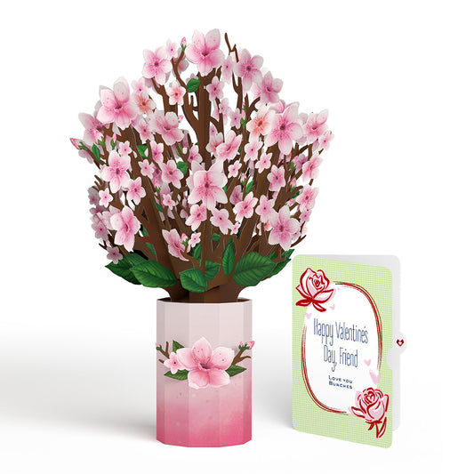 Cherry Blossom Valentine Bouquet and Sweet Rose Sentiment Set for Friend