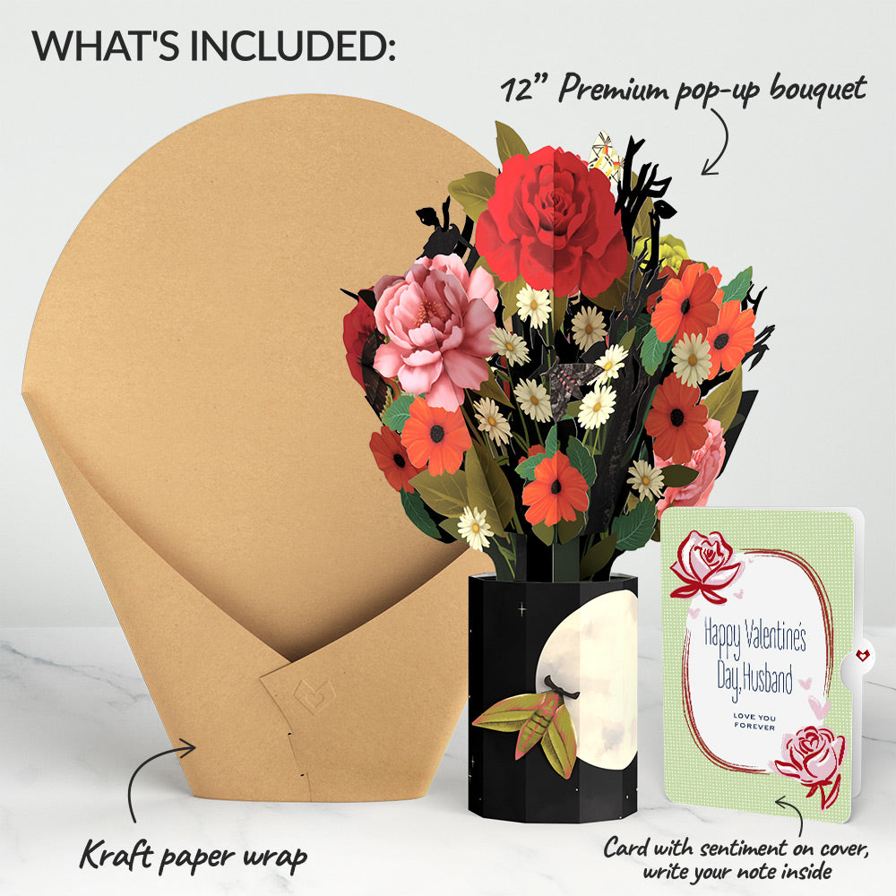 Midnight Florals Valentine Bouquet and Sentiment Set for Husband