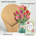 Cheerful Tulips Valentine Bouquet and Sweet Rose Sentiment Set for Friend