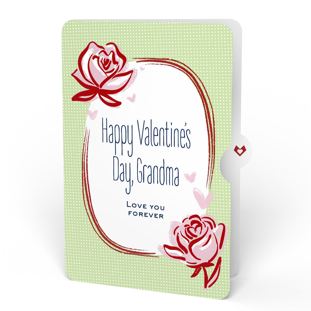 Cheerful Tulips Valentine Bouquet and Sweet Rose Sentiment Set for Grandmother