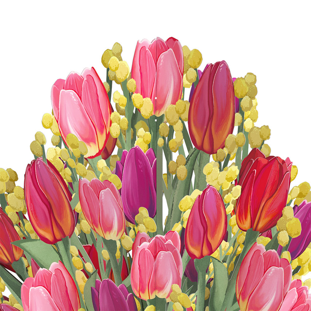 Cheerful Tulips Valentine Bouquet and Sentiment Set for Teacher