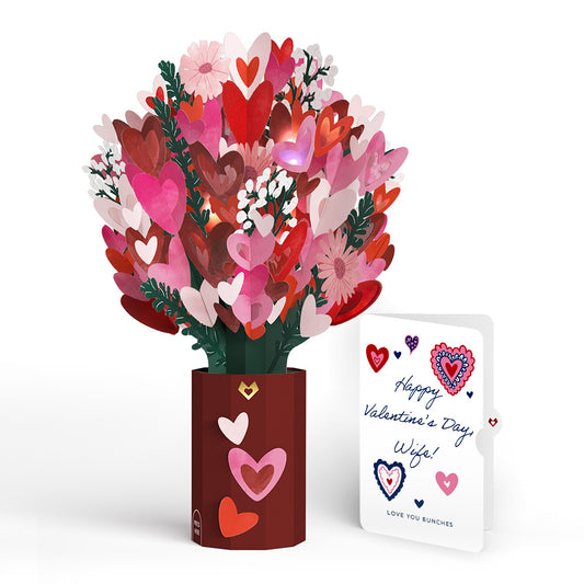 Whimsical Hearts Valentine Light-Up Bouquet and Sentiment Set for Wife