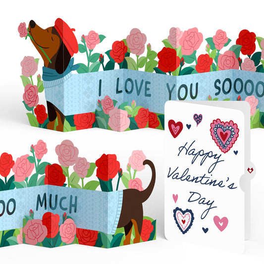 Love You So Much Dog Valentine Loooooong Card™ (Expands to 2 feet) and Sentiment Set
