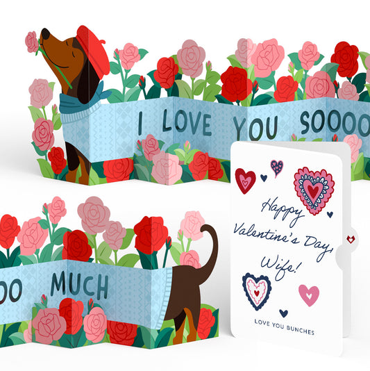Love You So Much Dog Valentine Loooooong Card™ (Expands to 2 feet) and Sentiment Set for Wife