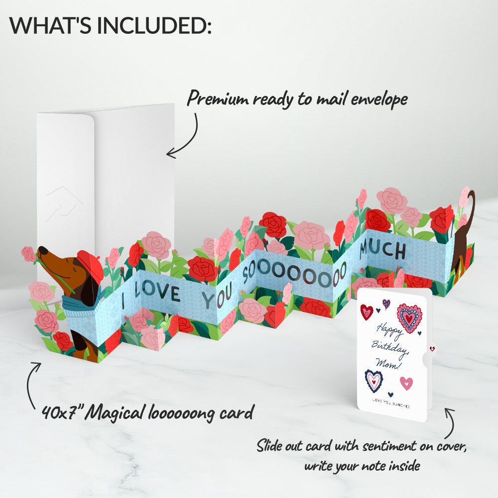 Love You So Much Dog Birthday Loooooong Card™ (Expands to 2 feet) and Sentiment Set for Mom
