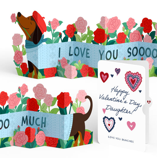 Love You So Much Dog Valentine Loooooong Card™ (Expands to 2 feet) and Sentiment Set for Daughter