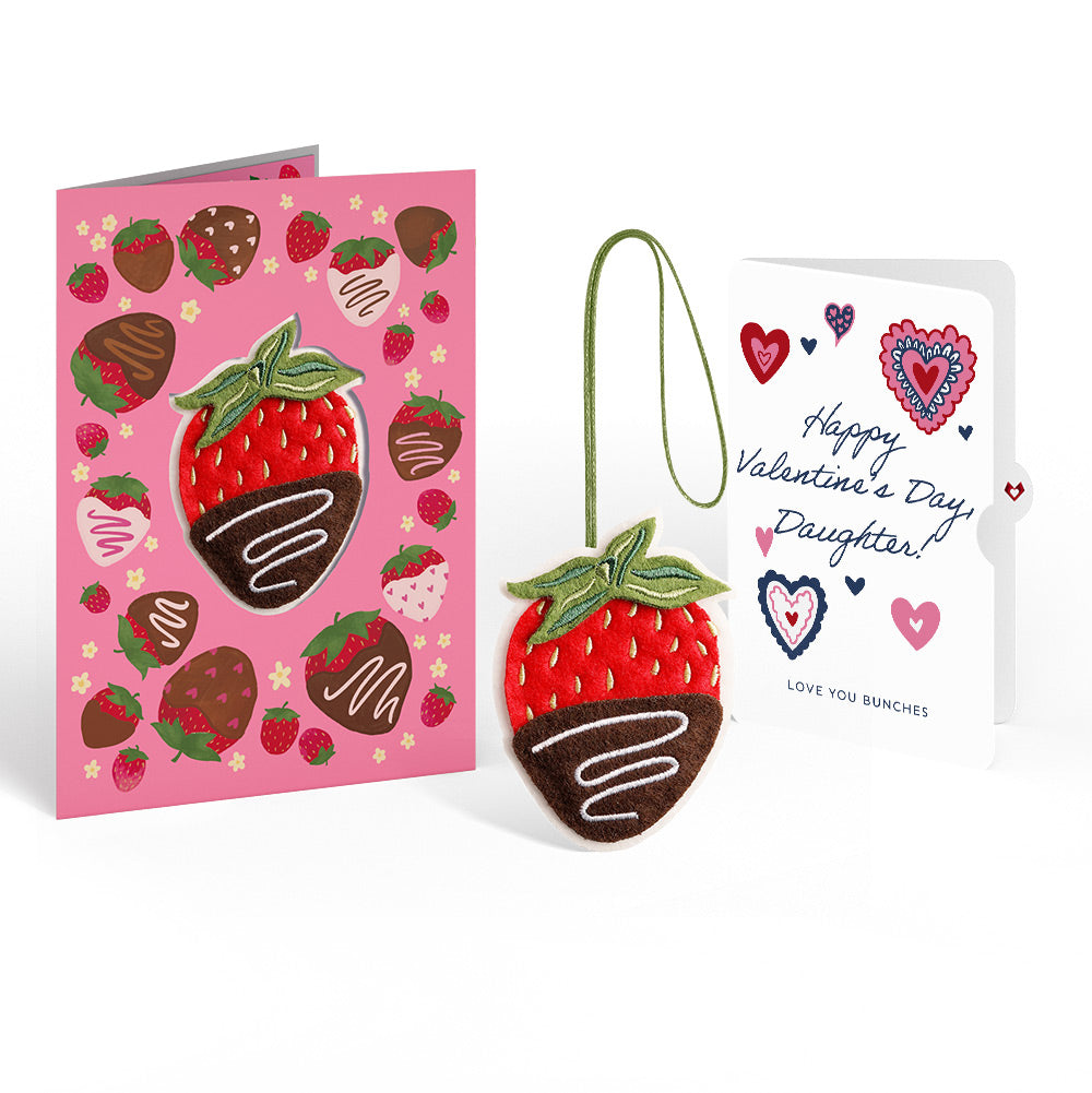 Sweet Strawberry Valentine HeartFelt Charm Card™ and Sentiment Set for Daughter