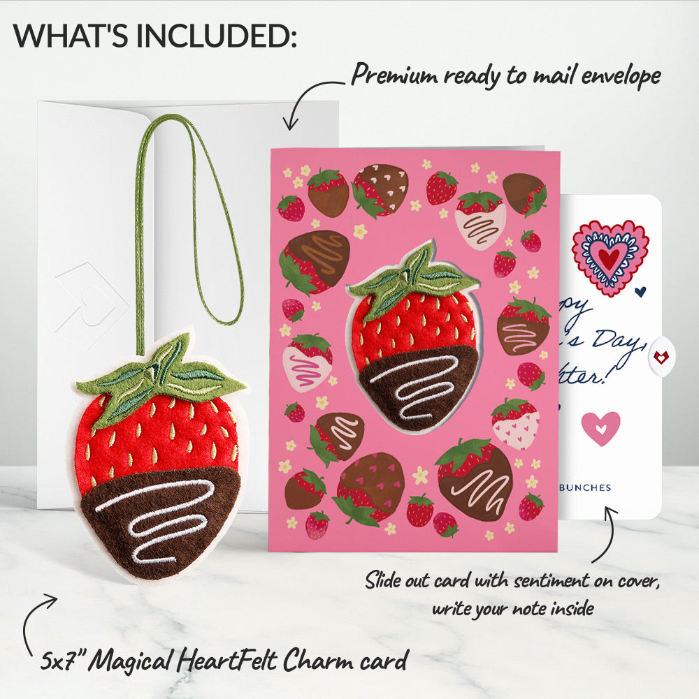 Sweet Strawberry Valentine HeartFelt Charm Card™ and Sentiment Set for Daughter