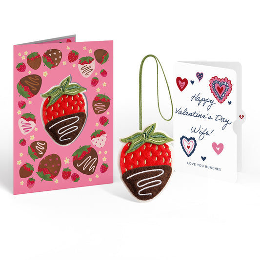 Sweet Strawberry Valentine HeartFelt Charm Card™ and Sentiment Set for Wife