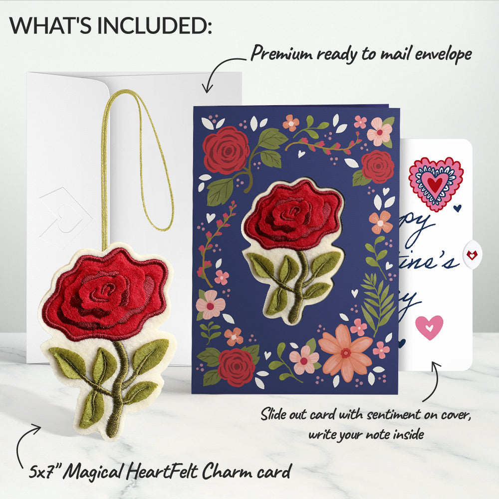 Everlasting Rose Valentine HeartFelt Charm Card™ and Sentiment Set