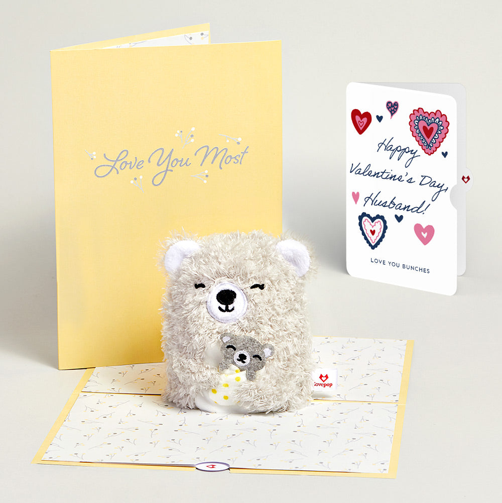 'Love You Most' Mama Bear Valentine Plushpop Card and Sentiment Set for Husband