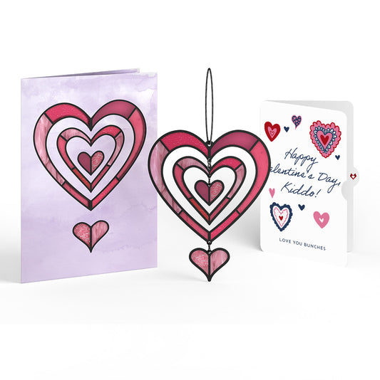 Spinning Heart Valentine Suncatcher Card and Sentiment Set for Kiddo
