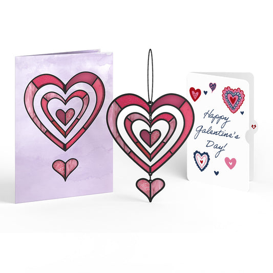 Spinning Heart Galentine's Day Suncatcher Card and Sentiment Set