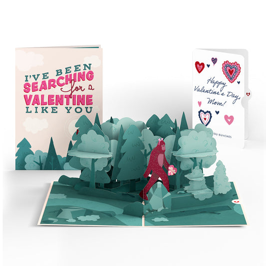 Searching for a Valentine Like You Bigfoot Pop-Up Card and Sentiment Set for Mom