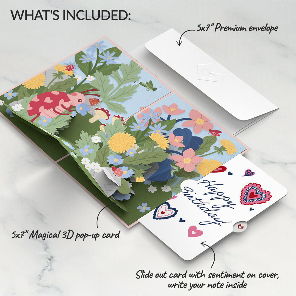 Hey, Love Bug! Pop-Up Card and Heart Motif Birthday Sentiment Set