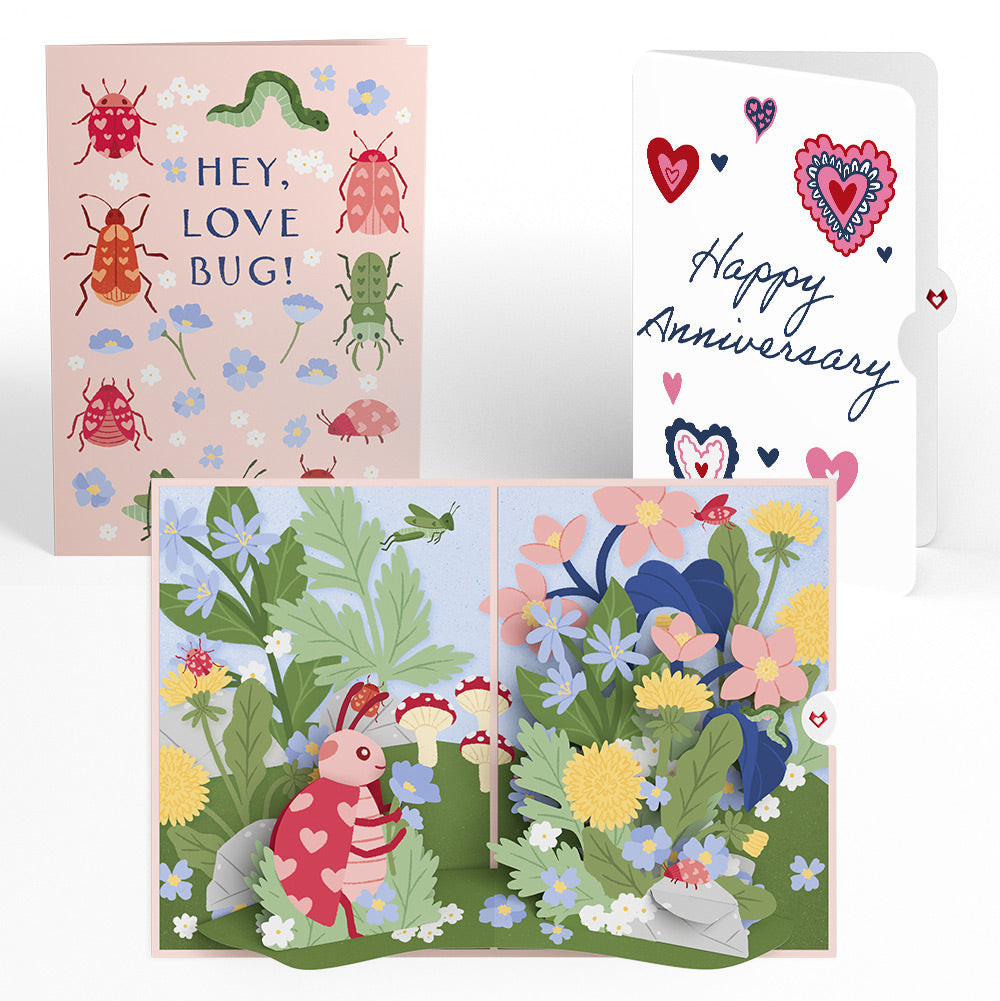 Hey, Love Bug! Pop-Up Card and Heart Motif Anniversary Sentiment Set