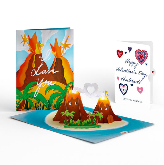 I Lava You Light-Up Pop-Up Card and Heart Motif Valentine Sentiment Set for Husband