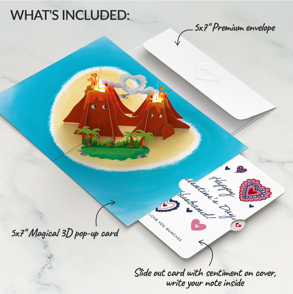I Lava You Light-Up Pop-Up Card and Heart Motif Valentine Sentiment Set for Husband