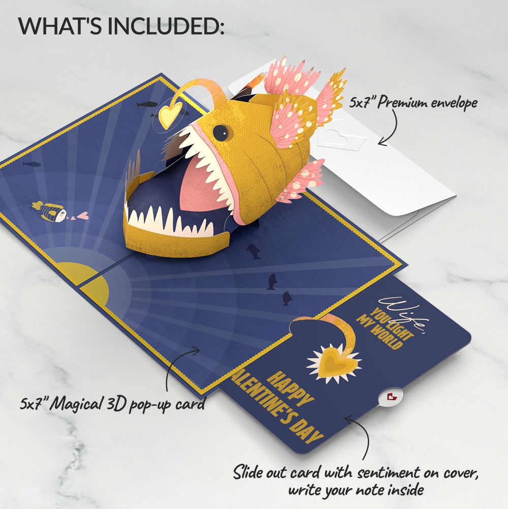 You Are My Sunshine Anglerfish Valentine Pop-Up Card and Sentiment Set for Wife