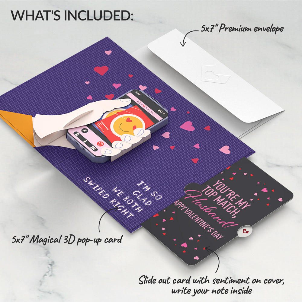 So Glad We Swiped Right Valentine Pop-Up Card and Sentiment Set for Husband