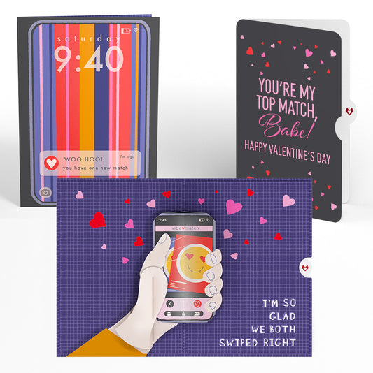 So Glad We Swiped Right Valentine Pop-Up Card and Sentiment Set for Babe