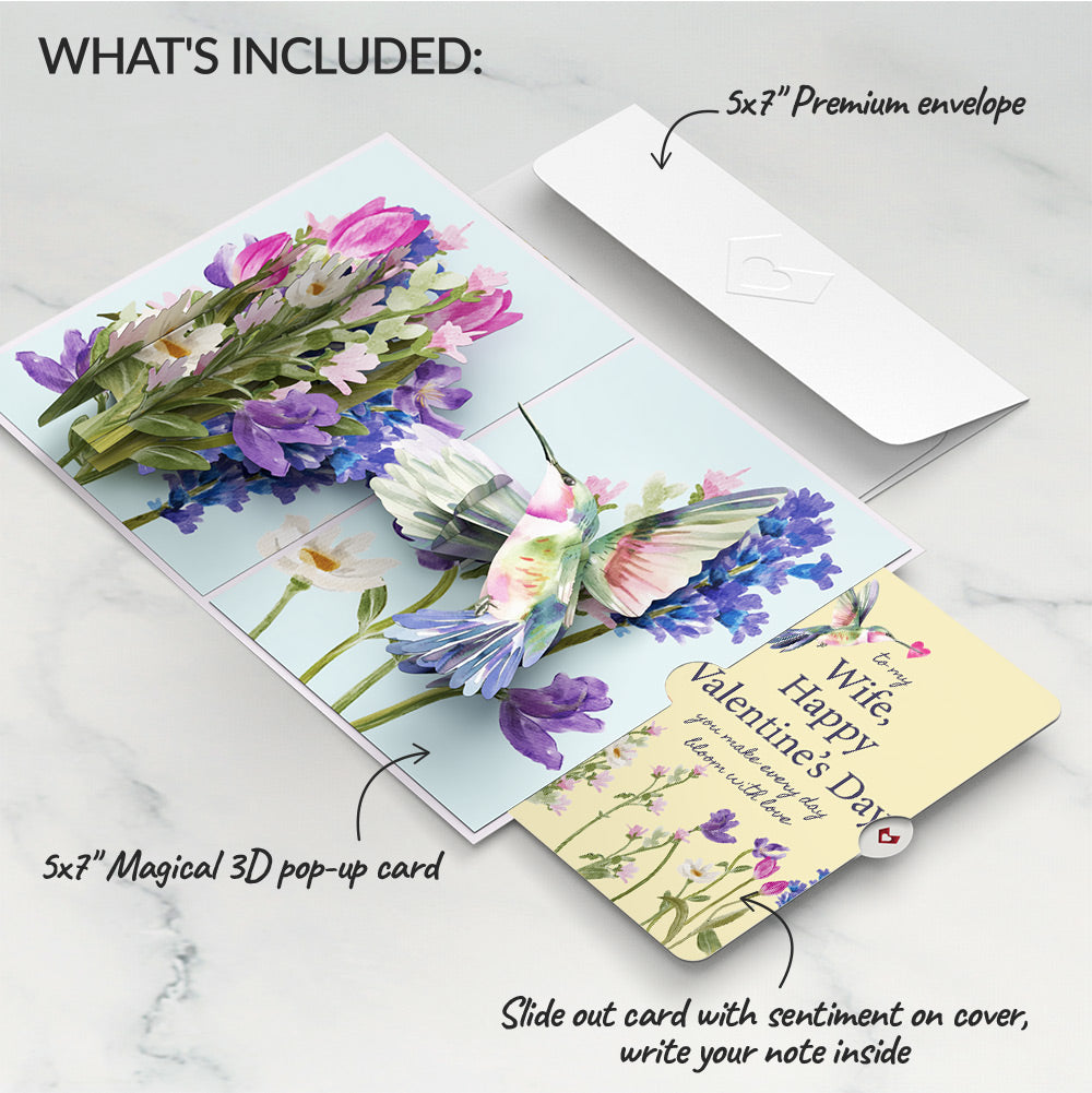 Love in Bloom Hummingbird Valentine Pop-Up Card and Sentiment Set for Wife