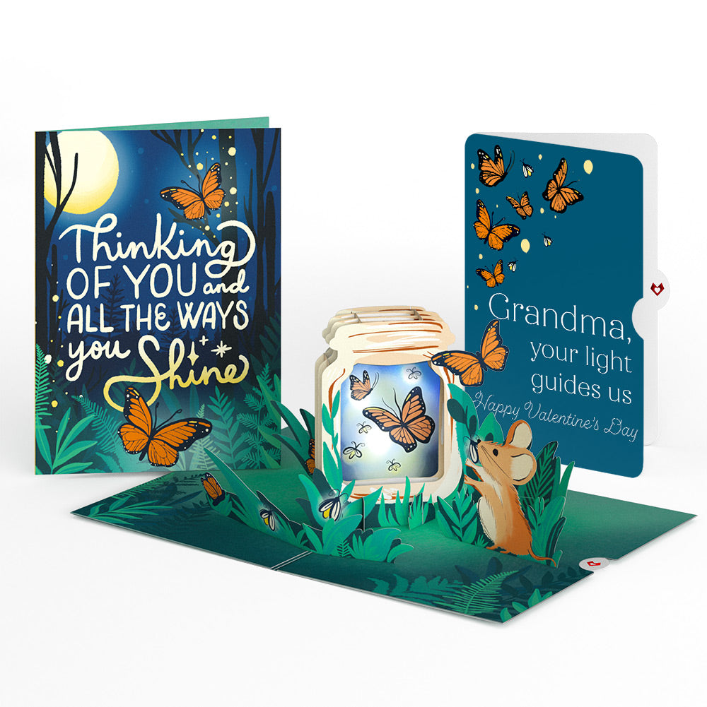 Thinking of You Butterfly Jar Valentine Light-Up Pop-Up Card and Sentiment Set for Grandmother