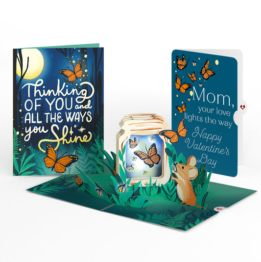 Thinking of You Butterfly Jar Valentine Light-Up Pop-Up Card and Sentiment Set for Mom