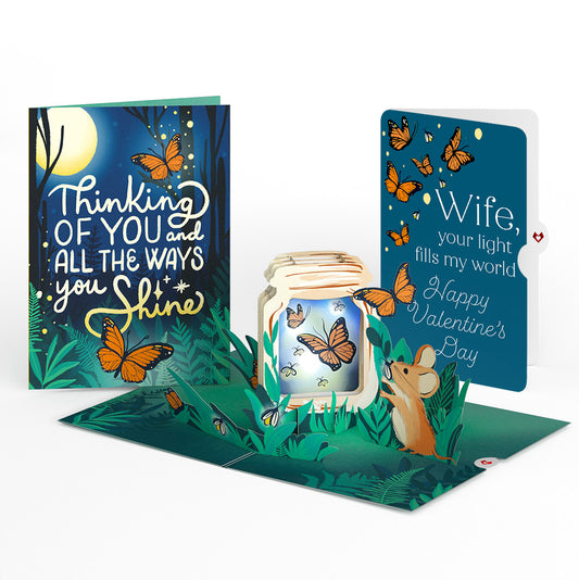Thinking of You Butterfly Jar Valentine Light-Up Pop-Up Card and Sentiment Set for Wife