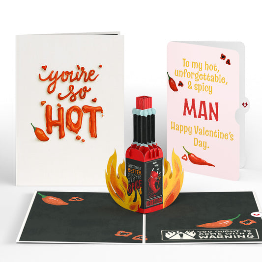 You’re So Hot - Hot Sauce Valentine Pop-Up Card and Sentiment Set for Him