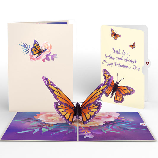 Monarch Butterfly Valentine Pop-Up Card and Butterfly Kisses Sentiment Set