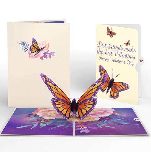 Monarch Butterfly Valentine Pop-Up Card and Sentiment Set for Best friend