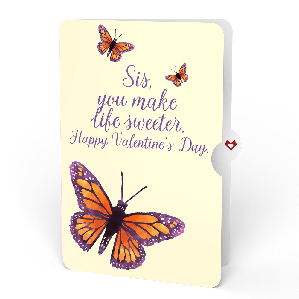 Monarch Butterfly Valentine Pop-Up Card and Sentiment Set for Sister
