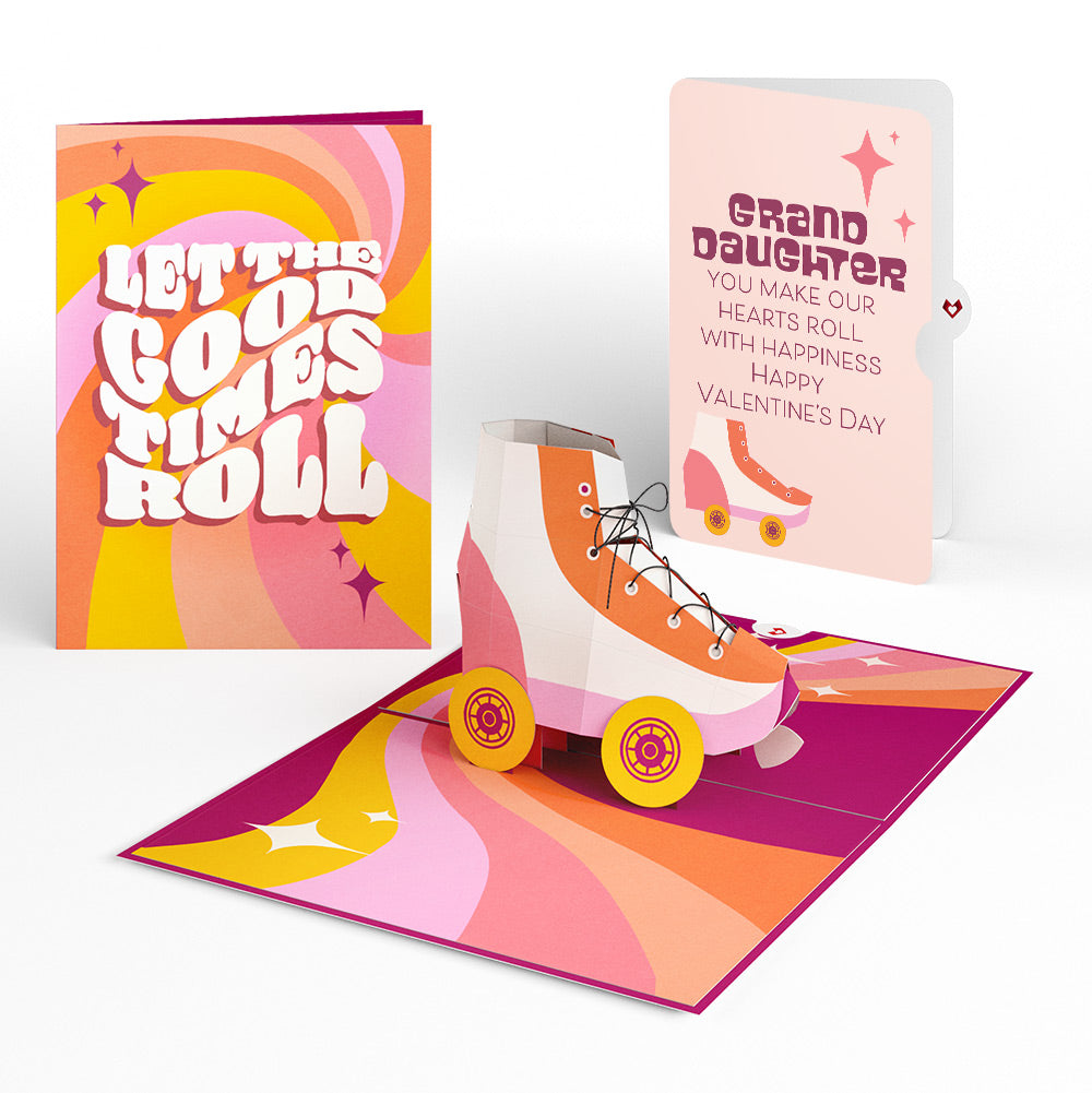 Let the Good Times Roll Roller Skate Valentine Pop-Up Card and Sentiment Set for Granddaughter