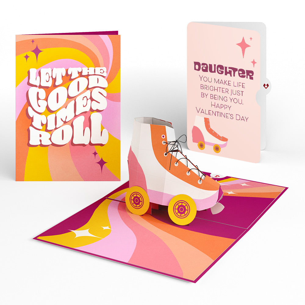 Let the Good Times Roll Roller Skate Valentine Pop-Up Card and Sentiment Set for Daughter