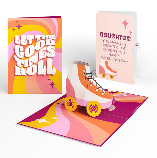 Let the Good Times Roll Roller Skate Valentine Pop-Up Card and Sentiment Set for Daughter
