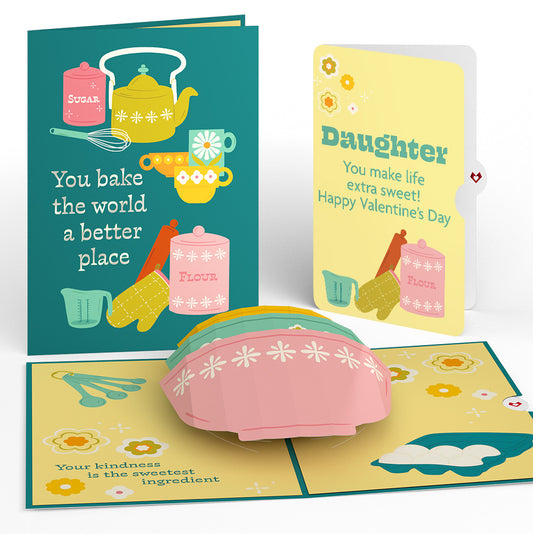 You Bake the World a Better Place Valentine Pop-Up Card and Sentiment Set for Daughter