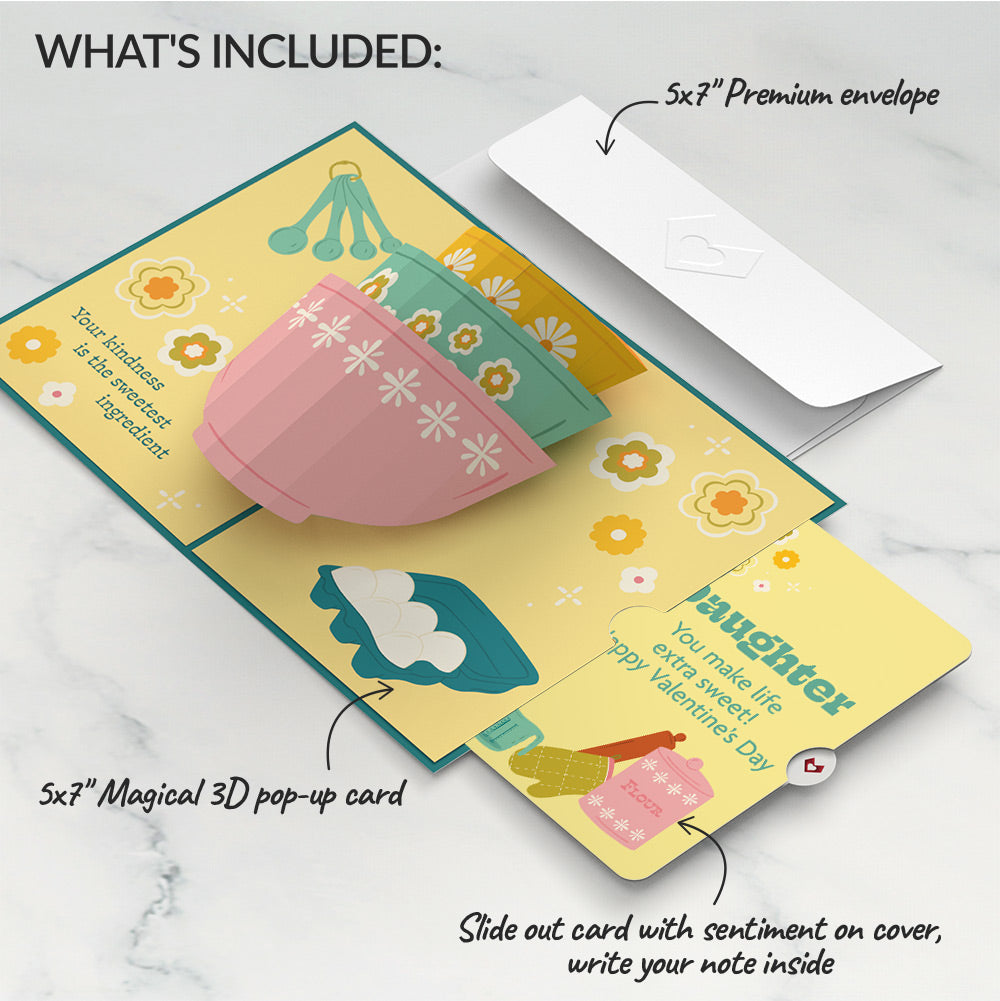 You Bake the World a Better Place Valentine Pop-Up Card and Sentiment Set for Daughter