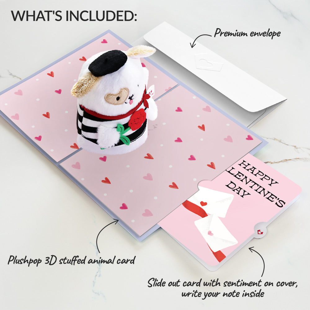 French Love Dog Galentine Plushpop Card and Sentiment Set for Friend